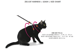 Neon Coral Cat Harness + Leash set